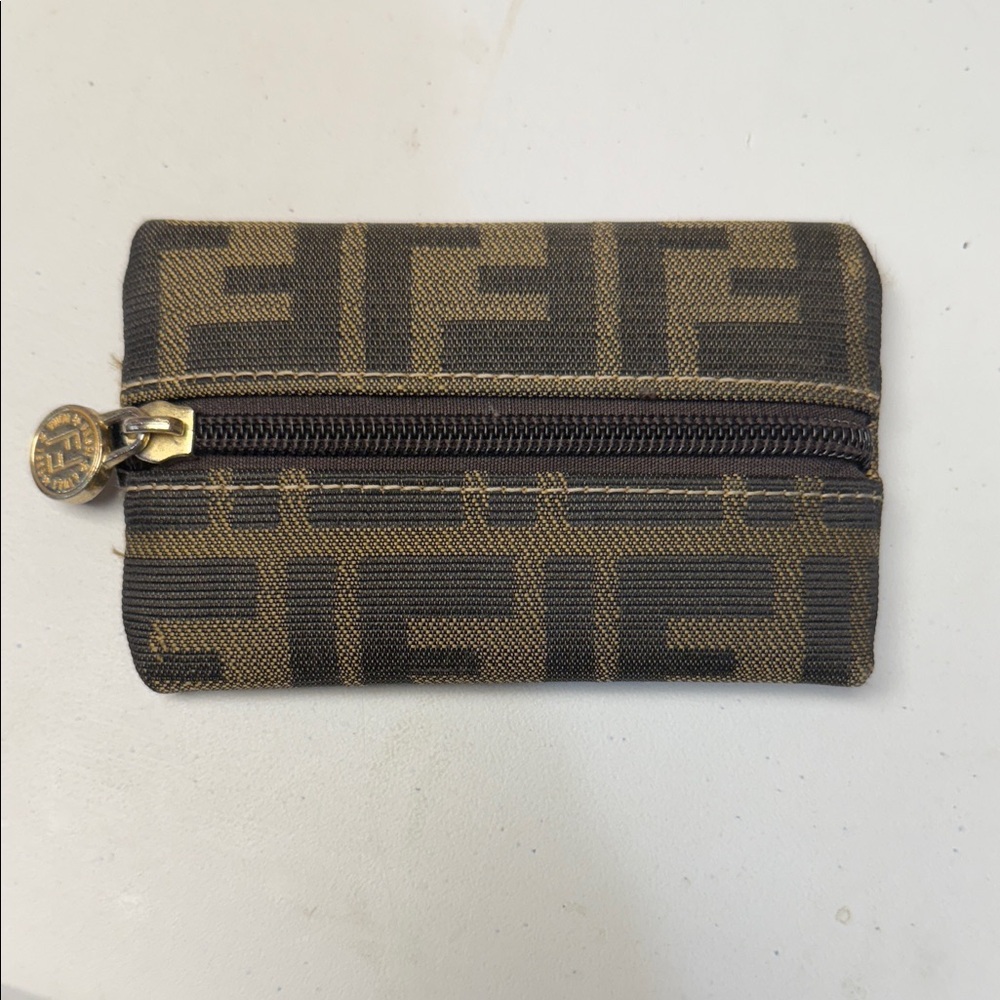 F Inspired Brown and Black Zippered Pouch